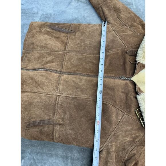 Wilson Leather Suede Faux Shearling Aviator Jacket Brown Coat Women’s Medium - Picture 8 of 12